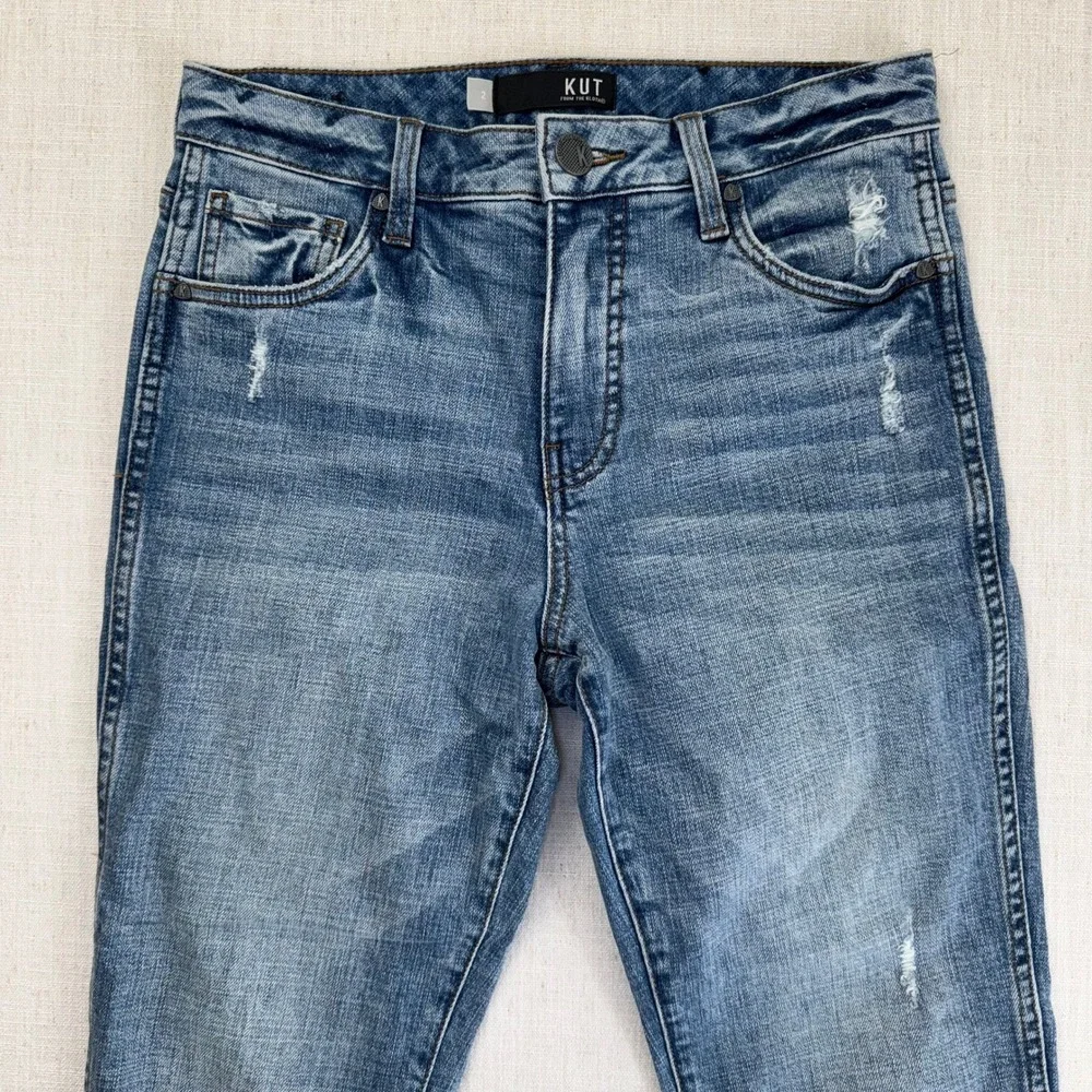 Kut from the Kloth Catherine Fab Ab Boyfriend Jeans Womens 2 Distresed Cuffed